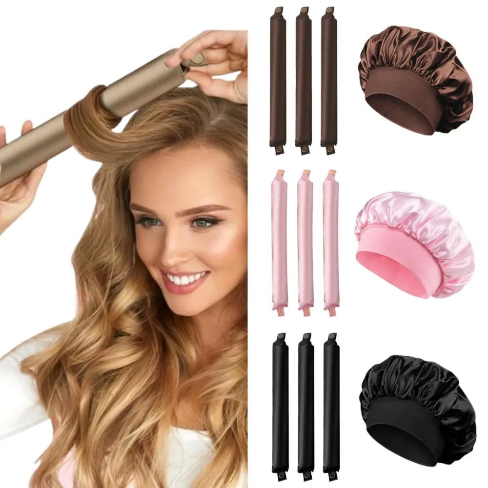 Heatless Curling Rod Headband Soft Hair Curler No Heat Hair Rollers Lazy Curls Sleeping Flexi Rods with Bonnet Styling Tools